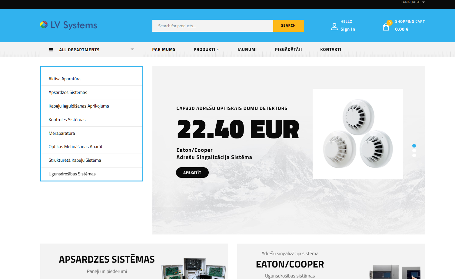 Hemsidans layout med kategorisida och produktfördelar