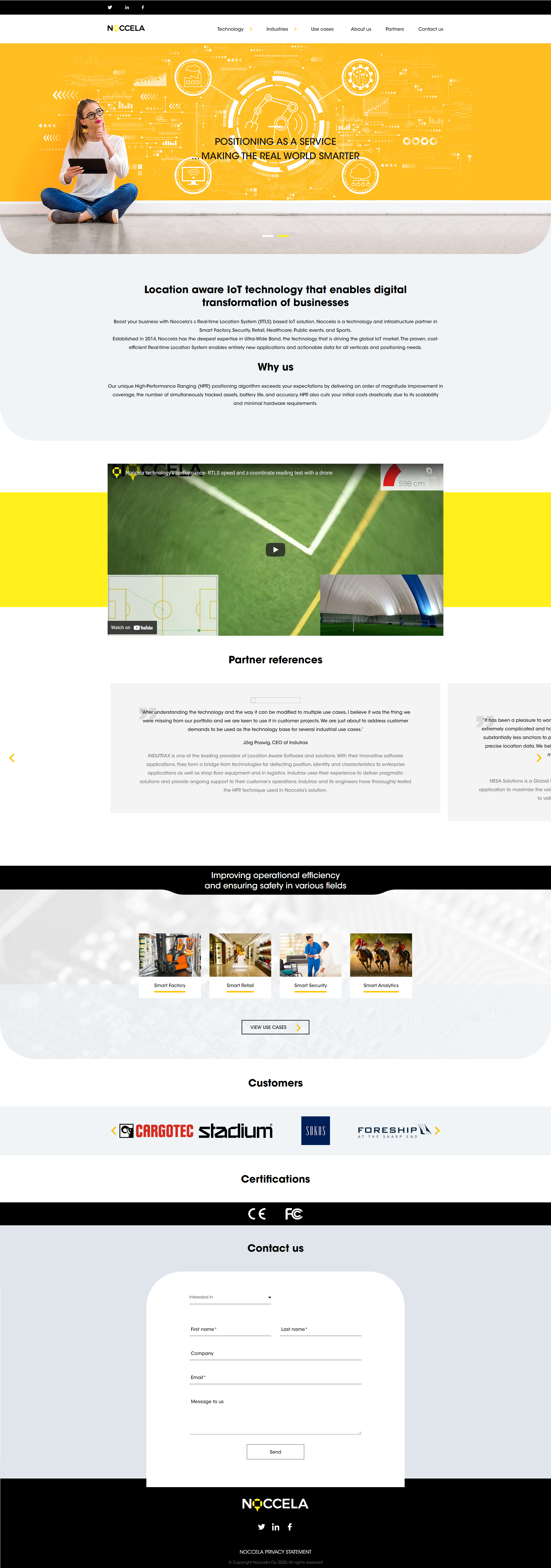 Startsida för WordPress landningssida med animerad grafik och partnerreferenser