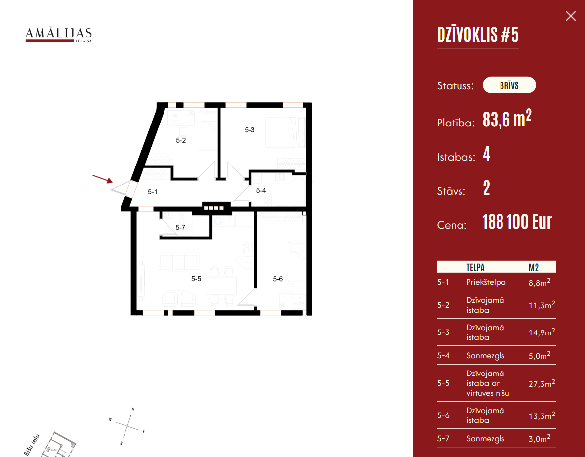 Detaljerad lägenhetsinformation modal